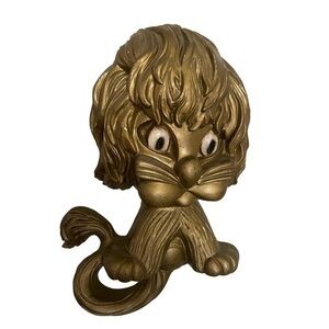 HOMCO Vintage Gold Lions Retro Mid Century Wall Decor Lion cub,cat plaque
